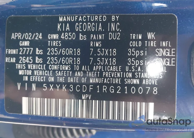 5XYK3CDF1RG210078: 42492029