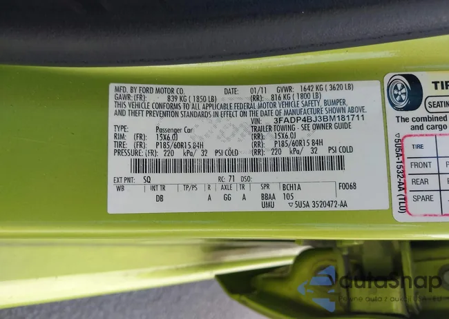 3FADP4BJ3BM181711: 42492104