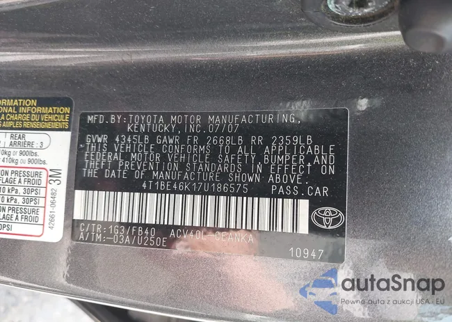 4T1BE46K17U186575: 42492280