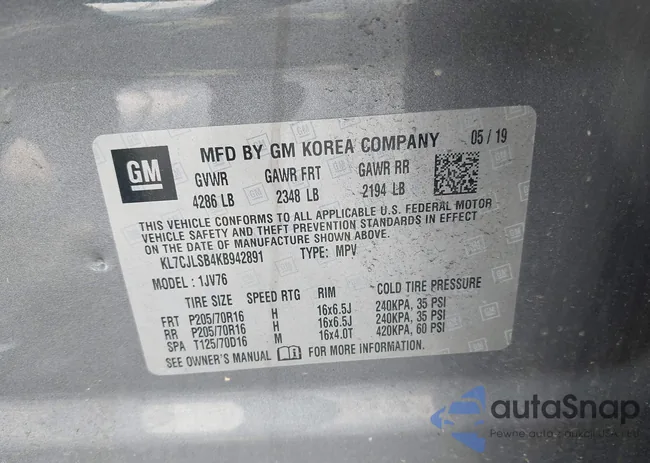 KL7CJLSB4KB942891: 42491354