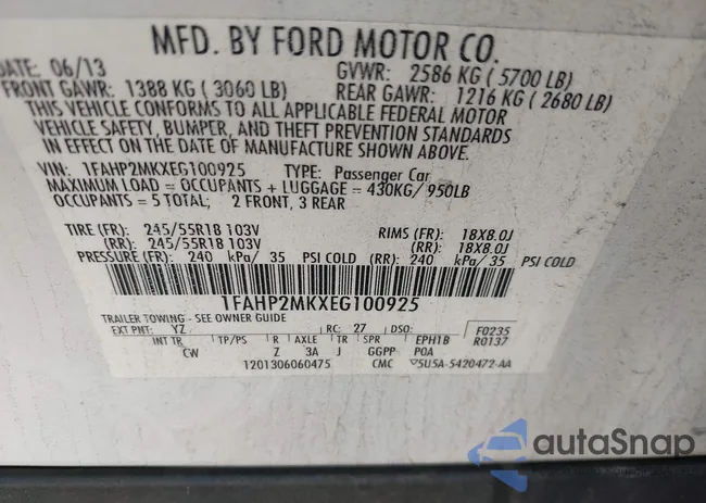 1FAHP2MKXEG100925: 42491379