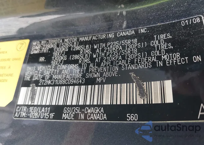 2T2HK31U88C094643: 42491424