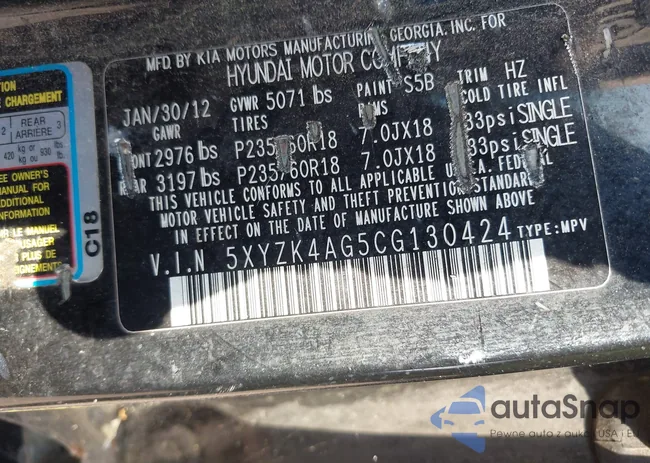 5XYZK4AG5CG130424: 42491579