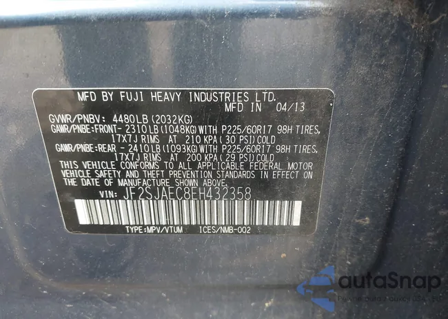 JF2SJAEC8EH432358: 42492856