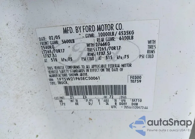 1FTSW21P65EC50061: 42492976