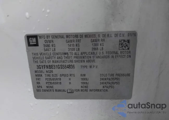 3GYFNBE31GS584836: 42493017