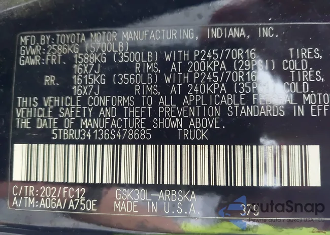 5TBRU34136S478685: 42493020