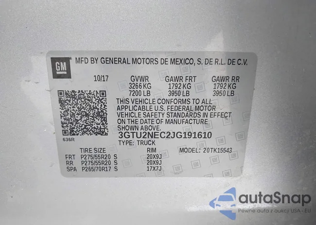 3GTU2NEC2JG191610: 42493046