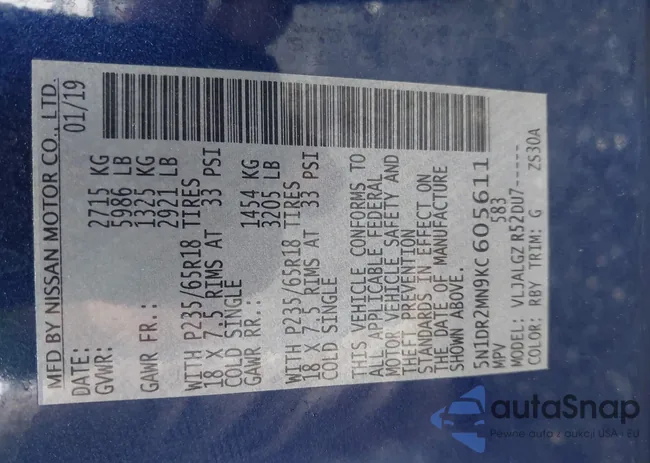 5N1DR2MN9KC605611: 42493233