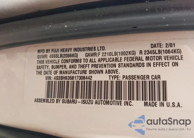 4S3BH635817308442: 42492356