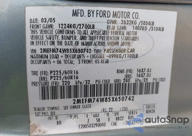 2MEFM74W85X650742: 42492412