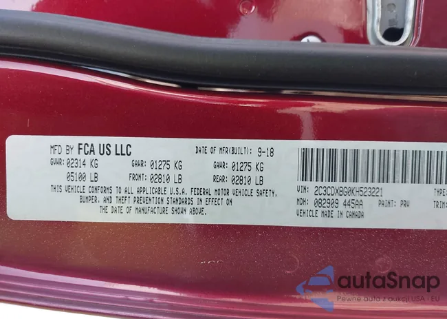 2C3CDXBG0KH523221: 42492443