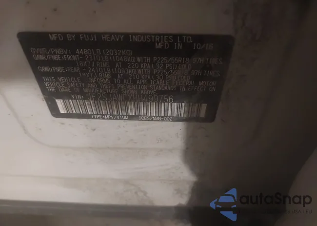 JF2SJAWCXHH499756: 42492485