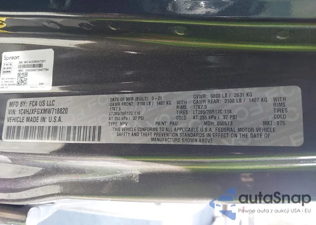 1C4HJXFGXMW718820: 42492564