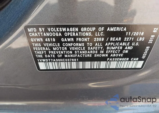 1VWDT7A30HC037681: 42493943