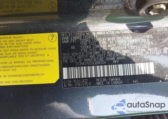 2T2HA31U55C068354: 42494009