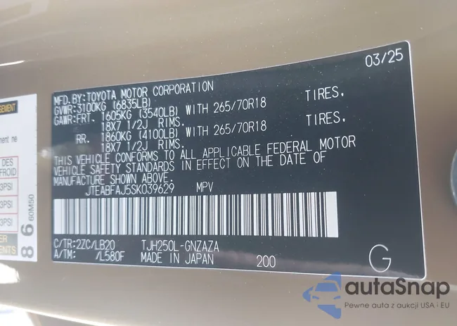 JTEABFAJ5SK039629: 42494089