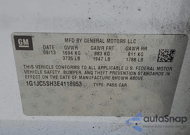 1G1JC5SH3E4118953: 42494092