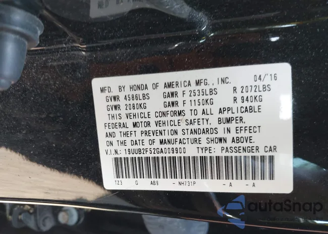 19UUB2F52GA009900: 42494165