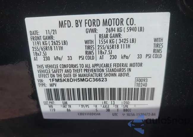 1FMSK8DH5MGC36623: 42493300