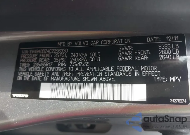 YV4940DZ4C2296330: 42493361