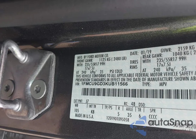 1FMCU9GD3KUB11566: 42493463