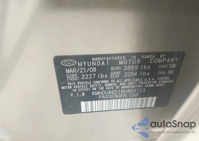 KMHDU46D18U466723: 42493505