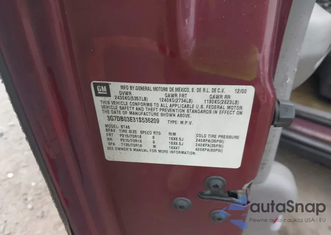 3G7DB03E31S536209: 42493601