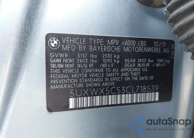 5UXWX5C53CL718539: 42494684