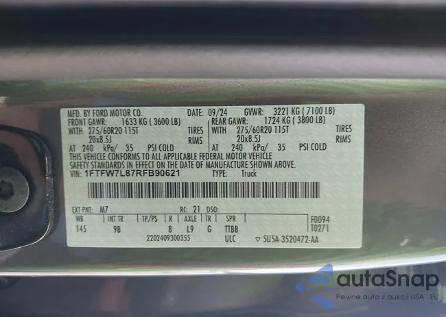 1FTFW7L87RFB90621: 42494703