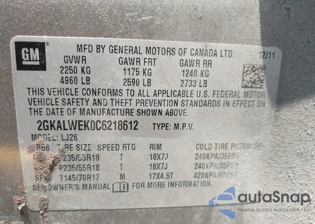 2GKALWEK0C6218612: 42494760