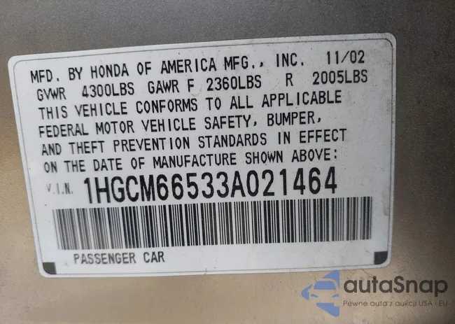 1HGCM66533A021464: 42494947