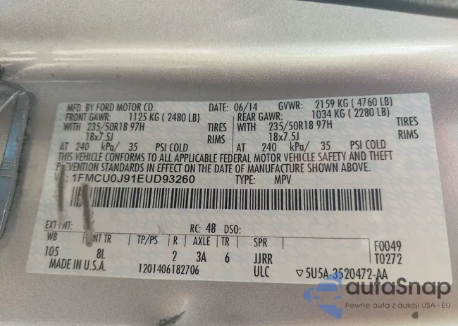 1FMCU0J91EUD93260: 42495051