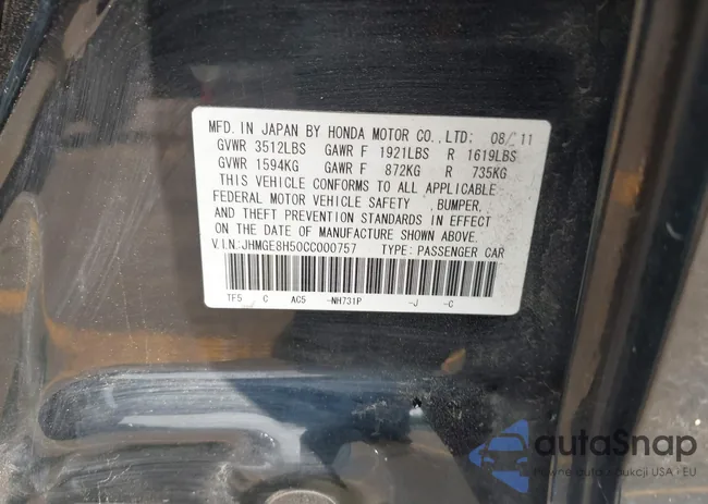 JHMGE8H50CC000757: 42495187