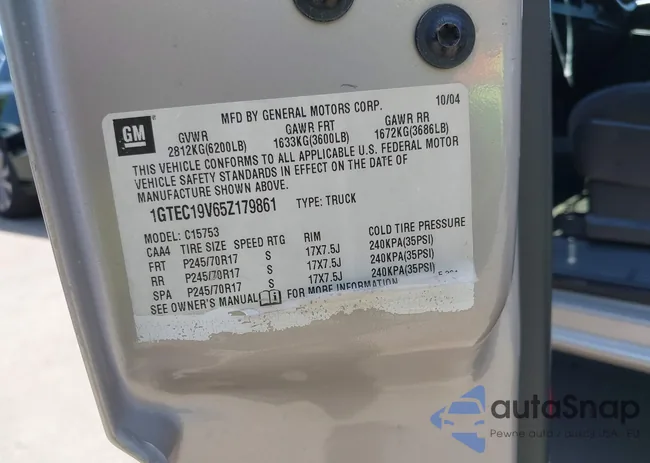 1GTEC19V65Z179861: 42495232