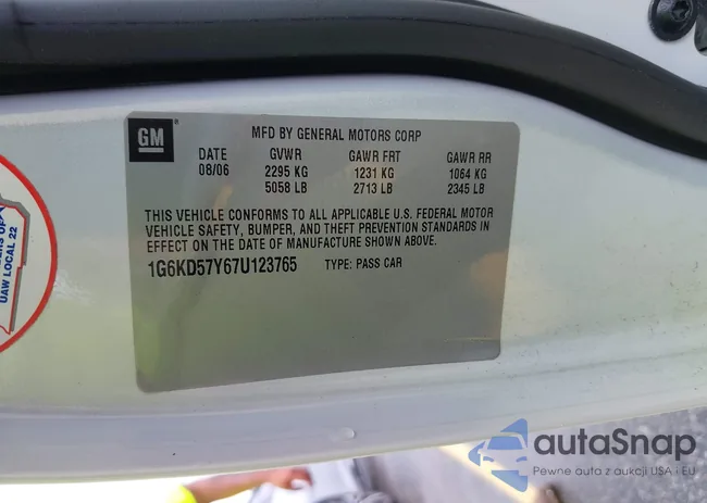 1G6KD57Y67U123765: 42495242