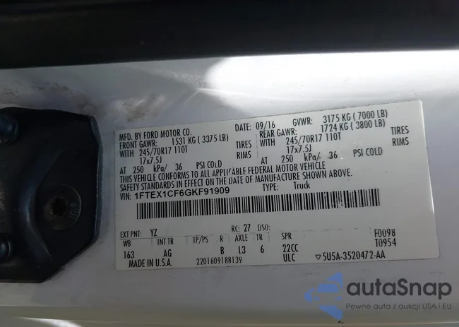 1FTEX1CF6GKF91909: 42495243