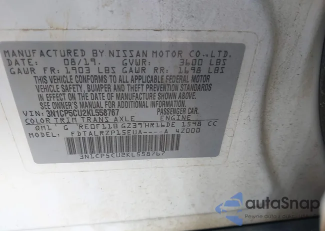 3N1CP5CU2KL558767: 42494327