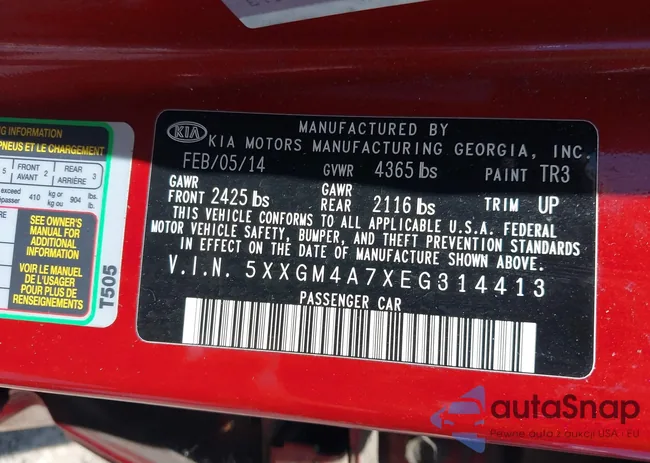 5XXGM4A7XEG314413: 42494389