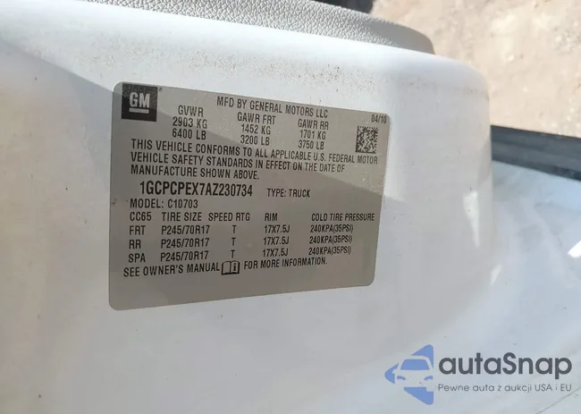 1GCPCPEX7AZ230734: 42494399