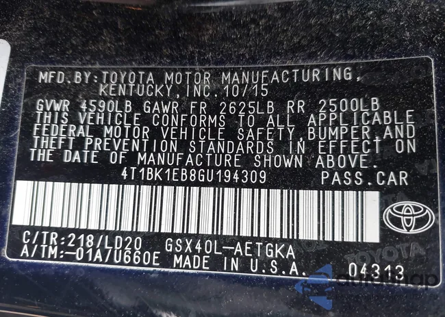 4T1BK1EB8GU194309: 42494457