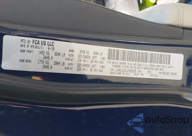 1C4RDJDG4JC452459: 42494474