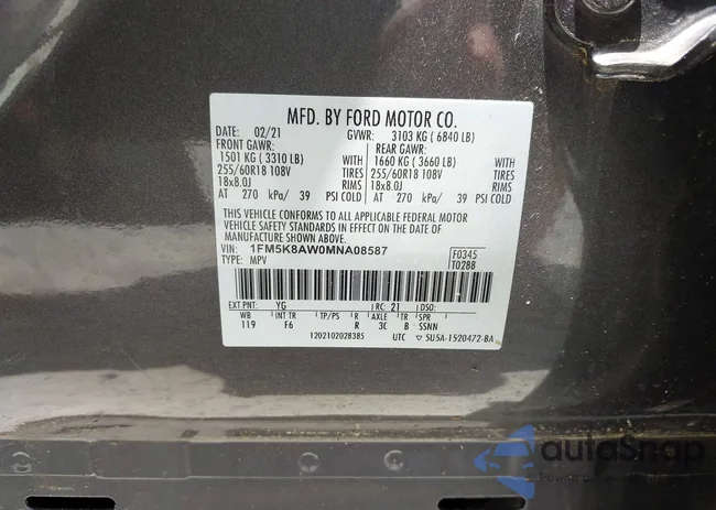 1FM5K8AW0MNA08587: 42494529