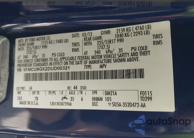 1FMCU9GX2DUD00321: 42494558