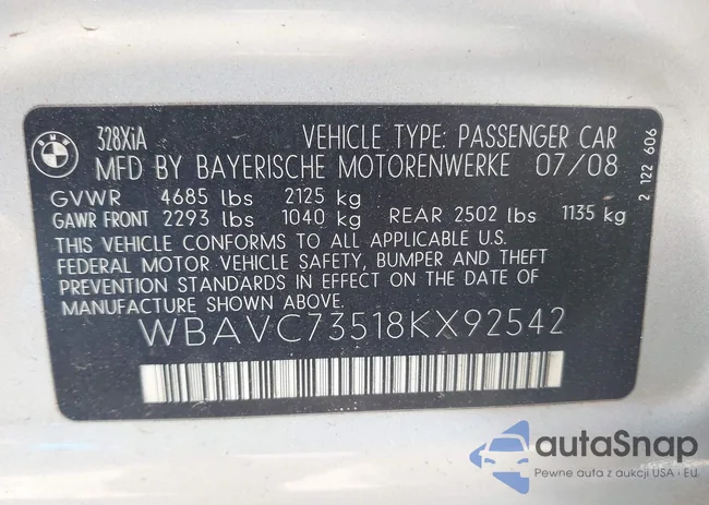 WBAVC73518KX92542: 42494583