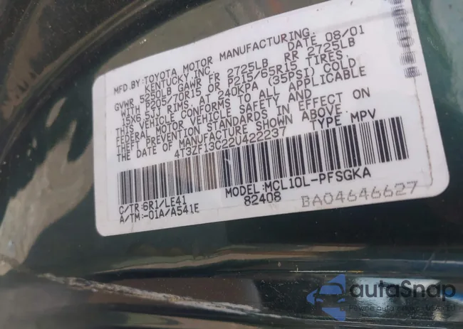 4T3ZF13C22U422237: 42495778