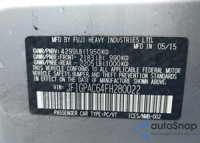 JF1GPAC64FH280022: 42496022