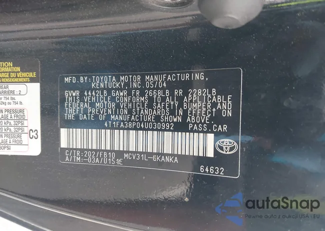 4T1FA38P04U030992: 42496030