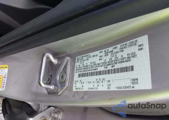 1FMCU9GD3HUA74463: 42496171