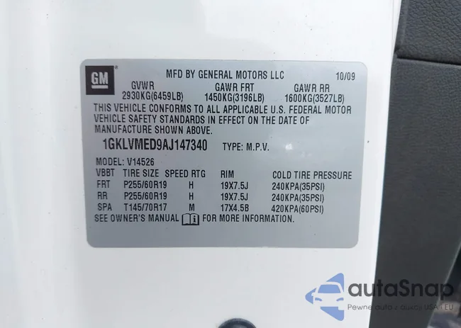 1GKLVMED9AJ147340: 42495295